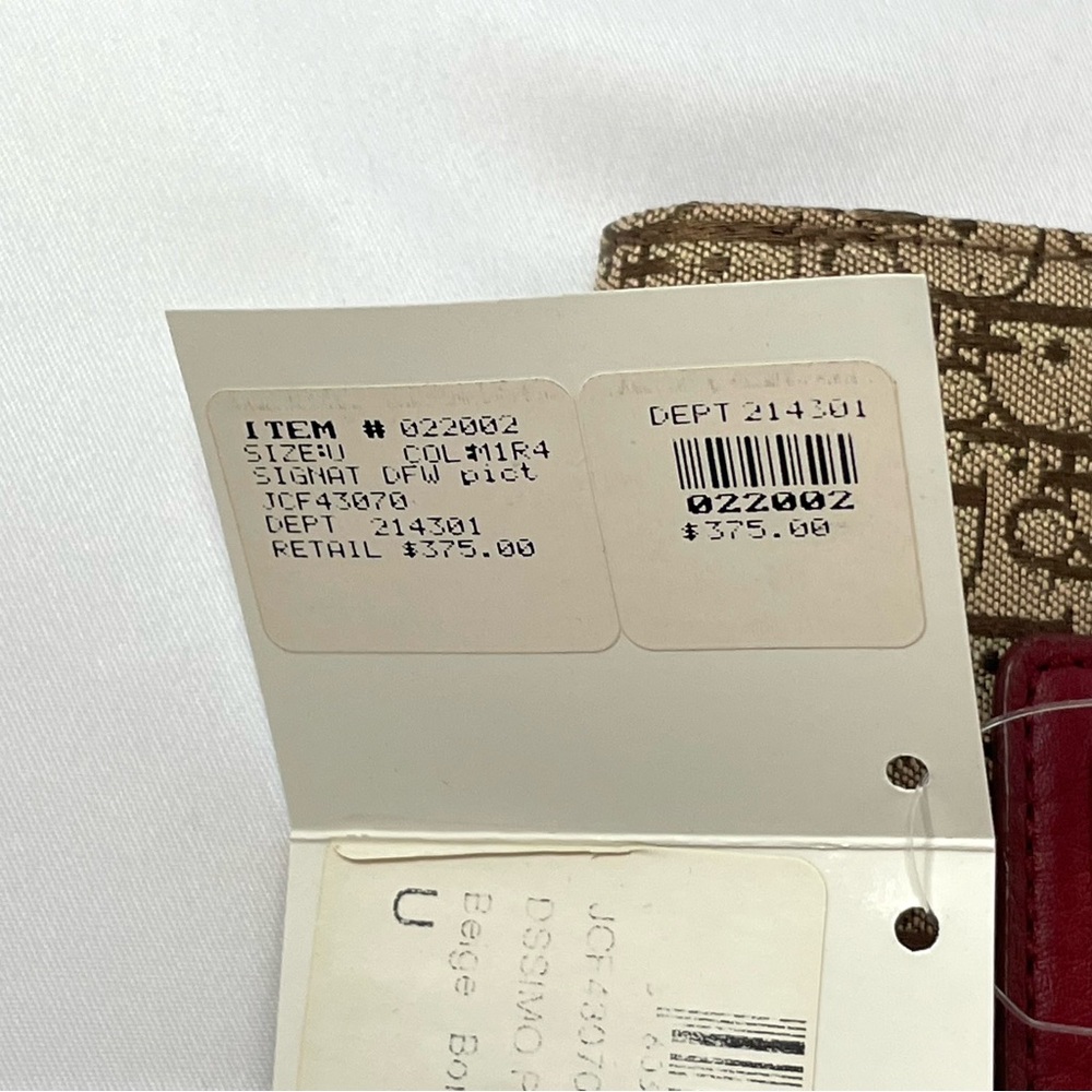 Dior Beige Logo Canvas Wallet with Bordeaux Leather – New with Tags - Picture 4 of 11